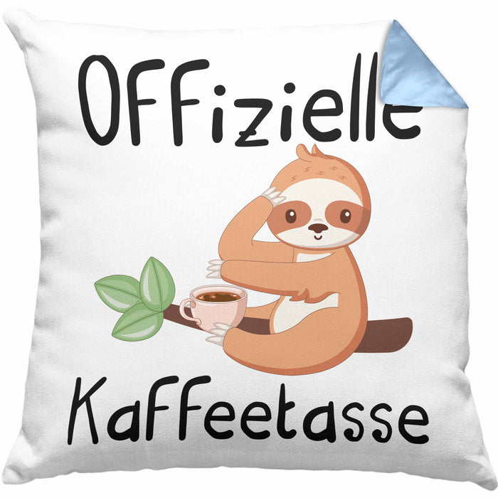 Offizielle Geschenk Kaffeetrinker Geschenkidee Kaffee-Kissen mit Füllung 40x40 (Grau) Blau Trendation