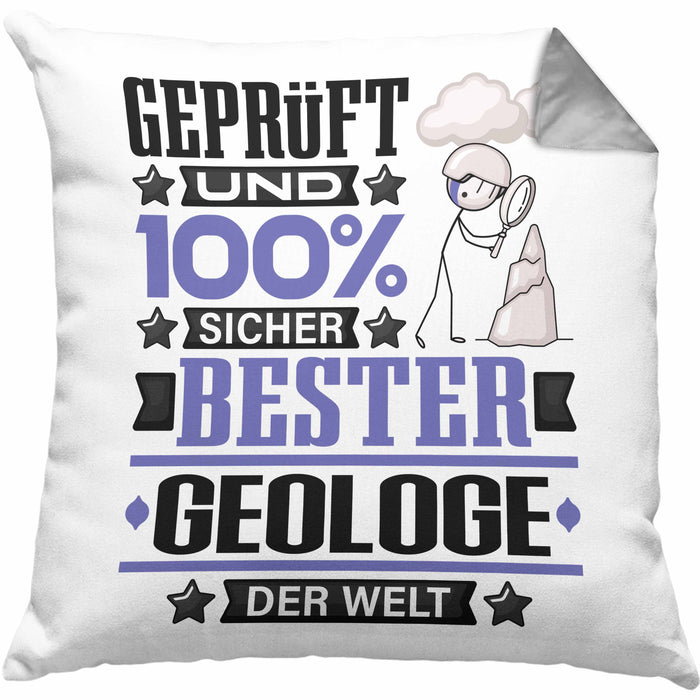 Geologe Geschenk Lustiger Spruch für Geologe Geschenkidee Bester Geologe Der WeltKissen mit Füllung 40x40 (Grau) Grau Trendation
