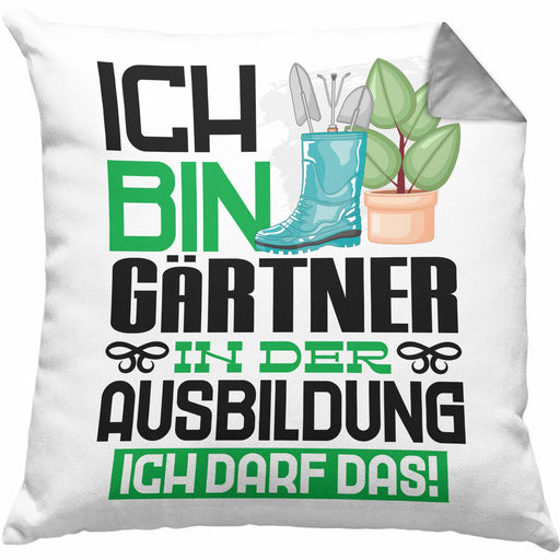 Gärtner Ausbildung Kissen mit Füllung 40x40 Geschenk Ich Bin Gärtner In Der Ausbildung Ich Darf Das Geschenkidee Spruch (Grau) Grau Trendation