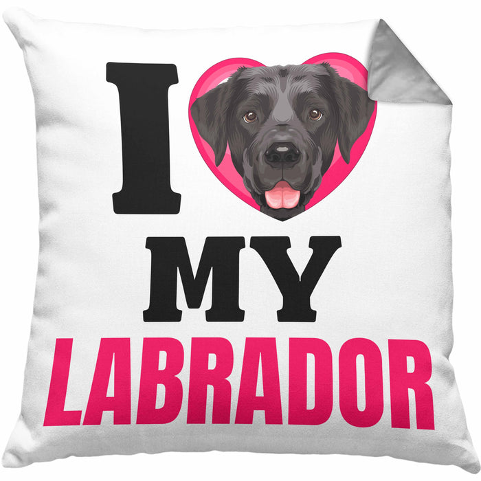 Labrador Besitzerin Kissen mit Füllung 40x40 Geschenk Lustiger Spruch Geschenkidee I Love My Labrador (Grau) Grau Trendation