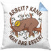 Faultier Kissen mit Füllung 40x40 Geschenk Faullenzer Arbeit Kann Man Das Essen Freundin Geschenkidee (Grau) Blau Trendation