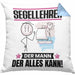 Segellehrer Kissen mit Füllung 40x40 Geschenk für Segellehrer Der Mann Der Alles Kann Geschenkidee zum Geburtstag (Grau) Blau Trendation