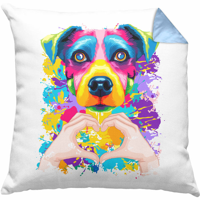 Jack Russell Besitzer Farbe Love Kissen mit Füllung 40x40 Geschenk Lustiger Spruch Geschenkidee Jack Russell Besitzerin (Grau) Blau Trendation