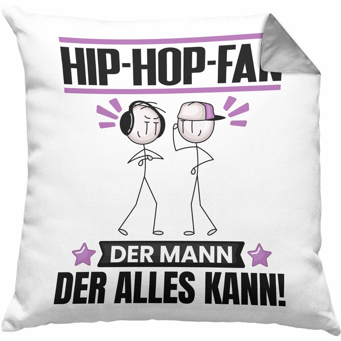 Hip-Hop-Fan Kissen mit Füllung 40x40 Geschenk für Hip-Hop-Fan Der Mann Der Alles Kann Geschenkidee zum Geburtstag (Grau) Grau Trendation