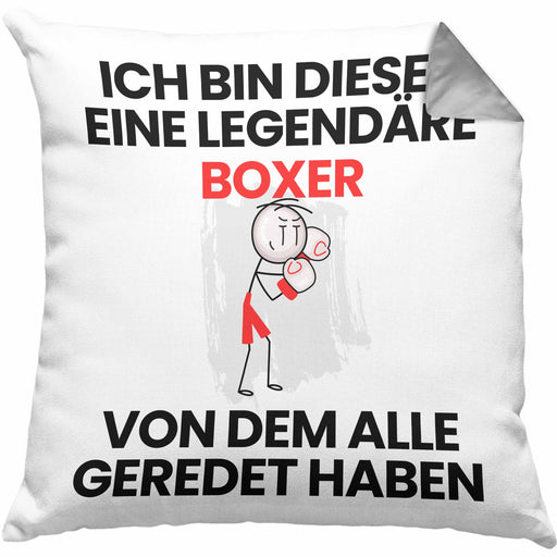 Boxer Geschenk Kissen mit Füllung 40x40 Lustige Geschenkidee Geburtstag für Boxer Ich Bin Dieser Legendäre Boxer Von Dem Alle Geredet Haben (Grau) Grau Trendation