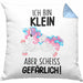 Lustige Ich Bin Klein Aber Gefährlich Kissen mit Füllung 40x40 Mit Spruch Einhorn Geschenk Mama Freundin Kollegin Geschenkidee Arbeit Frauen (Grau) Blau Trendation