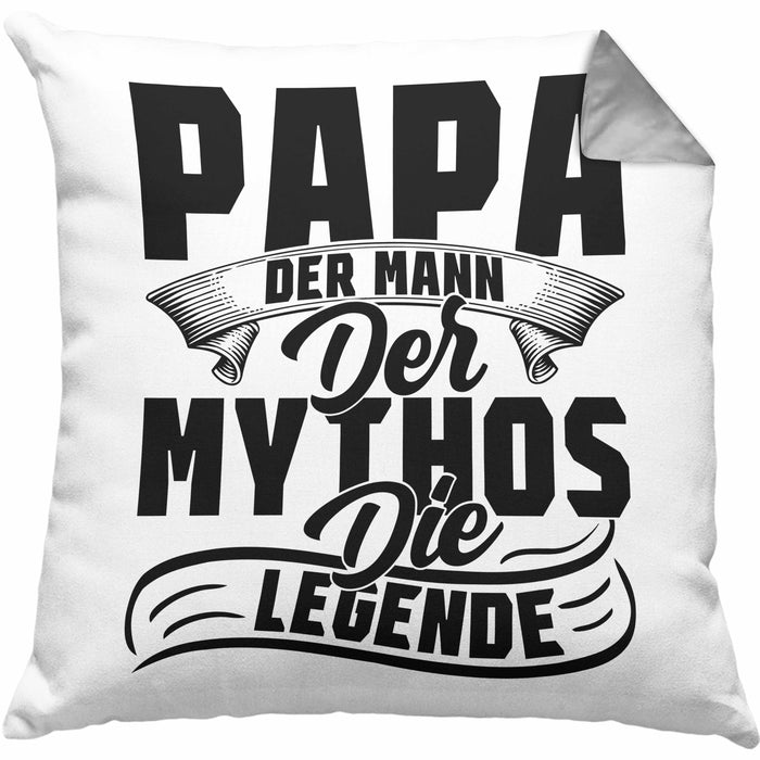 Papa Der Mann Der Mythos Die Legende Kissen mit Füllung 40x40 Vatertag Spruch Bester Papa Geschenkidee Vater (Grau) Grau Trendation