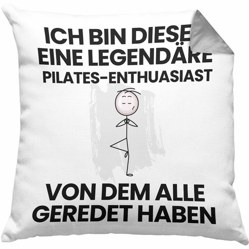 Pilates-Enthusiast Geschenk Kissen mit Füllung 40x40 Lustige Geschenkidee Geburtstag für Pilates-Enthusiast Ich Bin Dieser Legendäre Pilates-Enthusiast Von Dem Alle Geredet Haben (Grau) Grau Trendation