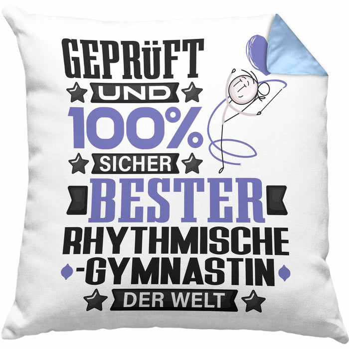 RhythmischeGymnastin Geschenk Lustiger Spruch für RhythmischeGymnastin Geschenkidee Bester RhythmischeGymnastin Der WeltKissen mit Füllung 40x40 (Grau) Blau Trendation