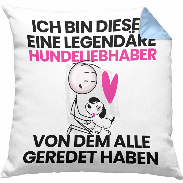 Hundeliebhaber Geschenk Kissen mit Füllung 40x40 Lustige Geschenkidee Geburtstag für Hundeliebhaber Ich Bin Dieser Legendäre Hundeliebhaber Von Dem Alle Geredet Haben (Grau) Blau Trendation