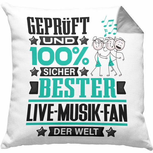 Live-Musik-Fan Geschenk Lustiger Spruch für Live-Musik-Fan Geschenkidee Bester Live-Musik-Fan Der WeltKissen mit Füllung 40x40 (Grau) Grau Trendation