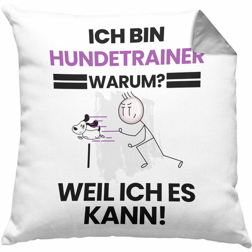 Hundetrainer Geschenk Kissen mit Füllung 40x40 Lustiger Spruch Ich Bin Hundetrainer Warum Weil Ich Es Kann Geschenkidee Bester Hundetrainer Geburtstag (Grau) Grau Trendation