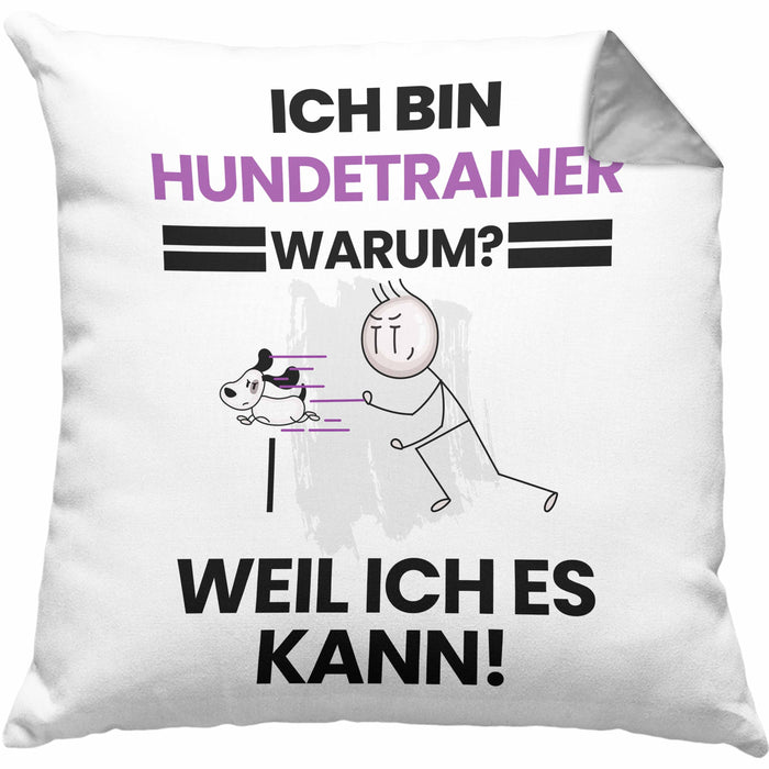 Hundetrainer Geschenk Kissen mit Füllung 40x40 Lustiger Spruch Ich Bin Hundetrainer Warum Weil Ich Es Kann Geschenkidee Bester Hundetrainer Geburtstag (Grau) Grau Trendation