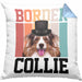 Border Collies Besitzer Kissen mit Füllung 40x40 Geschenk Lustiger Spruch Geschenkidee Retro Vinatge Border Collies (Grau) Blau Trendation