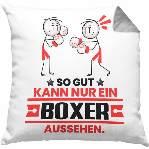 Boxer Geschenk Kissen mit Füllung 40x40 So Gut Kann Nur Ein Boxer Aussehen Geschenkidee (Grau) Grau Trendation