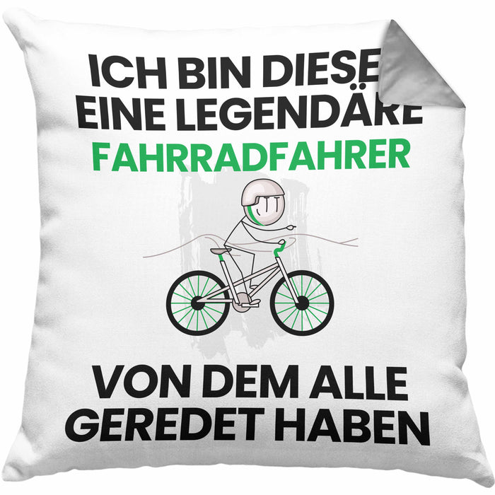 Radfahrer Geschenk Kissen mit Füllung 40x40 Lustige Geschenkidee Geburtstag für Radfahrer Ich Bin Dieser Legendäre Radfahrer Von Dem Alle Geredet Haben (Grau) Grau Trendation