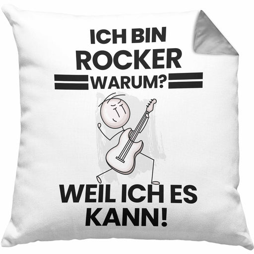 Rocker Geschenk Kissen mit Füllung 40x40 Lustiger Spruch Ich Bin Rocker Warum Weil Ich Es Kann Geschenkidee Bester Rocker Geburtstag (Grau) Grau Trendation