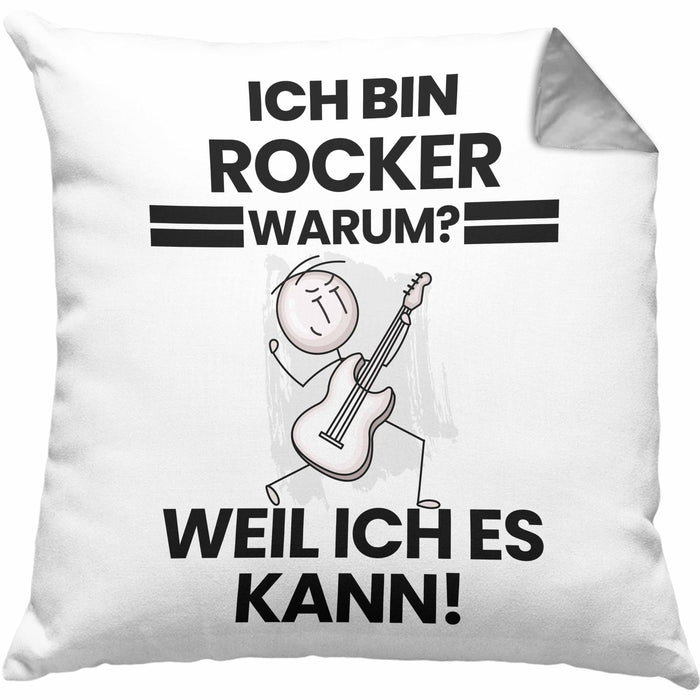 Rocker Geschenk Kissen mit Füllung 40x40 Lustiger Spruch Ich Bin Rocker Warum Weil Ich Es Kann Geschenkidee Bester Rocker Geburtstag (Grau) Grau Trendation