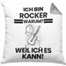Rocker Geschenk Kissen mit Füllung 40x40 Lustiger Spruch Ich Bin Rocker Warum Weil Ich Es Kann Geschenkidee Bester Rocker Geburtstag (Grau) Grau Trendation