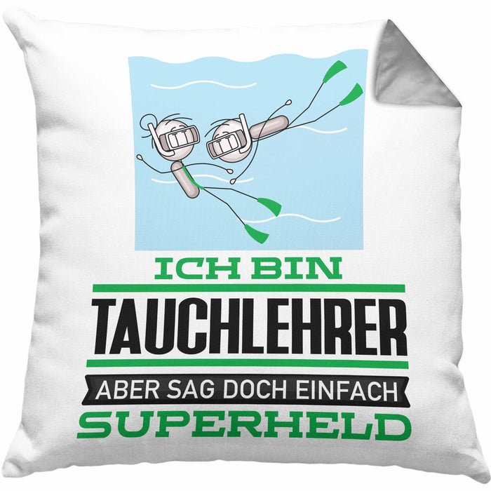 Tauchlehrer Geschenk Kissen mit Füllung 40x40 Ich Bin Tauchlehrer Aber Sag Doch Einfach Superheld Lustige Geschenkdiee für Tauchlehrer (Grau) Grau Trendation