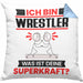 Wrestler Kissen mit Füllung 40x40 Geschenk für Wrestler Geburtstag Lustiger Spruch Was Ist Deine Superkraft (Grau) Blau Trendation