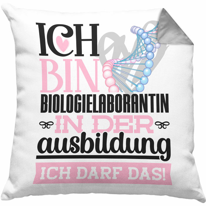 Biologielaborantin Ausbildung Start Geschenk Kissen mit Füllung 40x40 Ich Bin Biologielaborantin In Der Ausbildung Ich Darf Das Geschenkidee (Grau) Grau Trendation