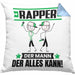 Rapper Kissen mit Füllung 40x40 Geschenk für Rapper Der Mann Der Alles Kann Geschenkidee zum Geburtstag (Grau) Blau Trendation