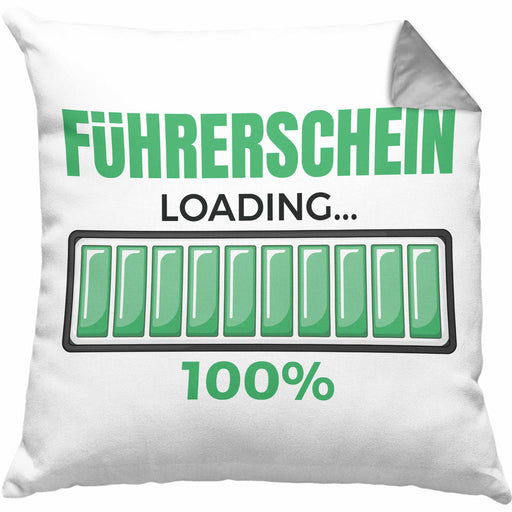 Führerschein Bestanden Geschenk Kissen mit Füllung 40x40 Bestandener Führerschein Führerschein Loading 100% Fahrschule (Grau) Grau Trendation