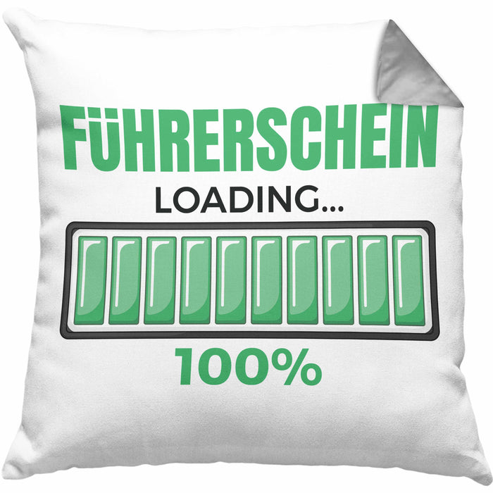 Führerschein Bestanden Geschenk Kissen mit Füllung 40x40 Bestandener Führerschein Führerschein Loading 100% Fahrschule (Grau) Grau Trendation