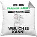 Parkour-Athlet Geschenk Kissen mit Füllung 40x40 Lustiger Spruch Ich Bin Parkour-Athlet Warum Weil Ich Es Kann Geschenkidee Bester Parkour-Athlet Geburtstag (Grau) Grau Trendation