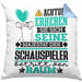 Schauspieler Geschenk Kissen mit Füllung 40x40 Lustiger Spruch Erheben Sie Sich Der Schauspieler Betritt den Raum (Grau) Blau Trendation