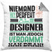 Designer Geschenk Kissen mit Füllung 40x40 Lustige Geschenkidee für Designer Geburtstag Niemand Ist Perfekt Aber Als Designer Ist Man Nah Dran (Grau) Grau Trendation