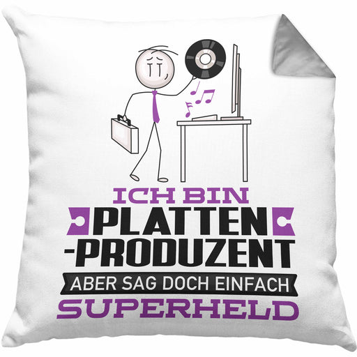 Plattenproduzent Geschenk Kissen mit Füllung 40x40 Ich Bin Plattenproduzent Aber Sag Doch Einfach Superheld Lustige Geschenkdiee für Plattenproduzent (Grau) Grau Trendation