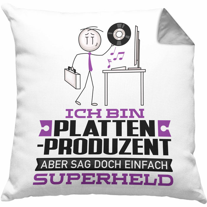 Plattenproduzent Geschenk Kissen mit Füllung 40x40 Ich Bin Plattenproduzent Aber Sag Doch Einfach Superheld Lustige Geschenkdiee für Plattenproduzent (Grau) Grau Trendation