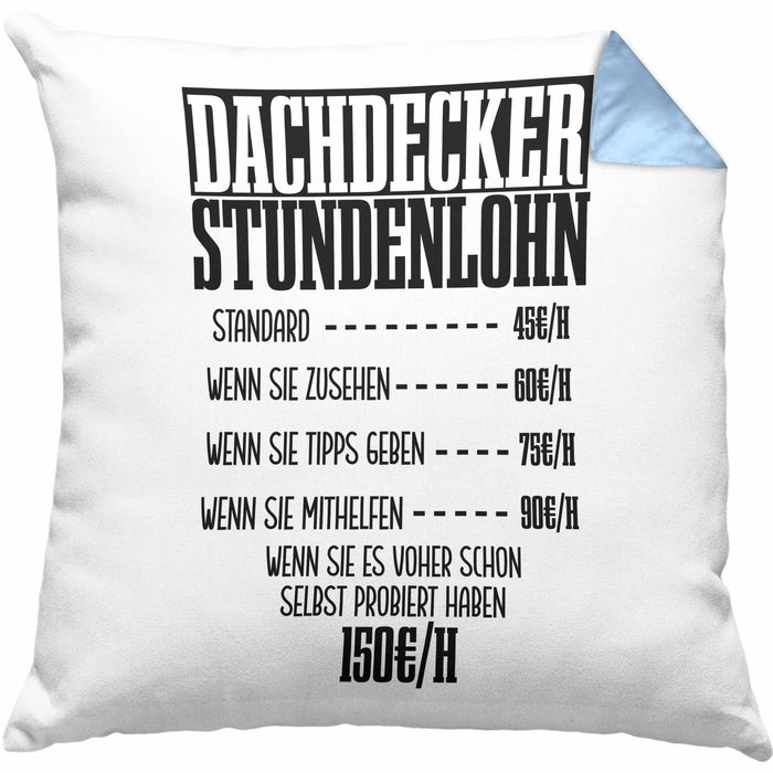 Kissen mit Füllung 40x40 Geschenk für Dachdecker Lustiger Spruch Geschenkidee Männer Dachdecker (Grau) Blau Trendation