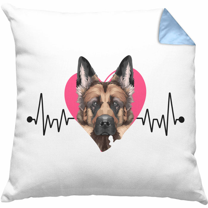 Schäferhund Besitzer Kissen mit Füllung 40x40 Geschenk Lustiger Spruch Geschenkidee Herzschlag Schäferhund (Grau) Blau Trendation