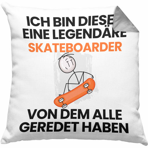 Skateboarder Geschenk Kissen mit Füllung 40x40 Lustige Geschenkidee Geburtstag für Skateboarder Ich Bin Dieser Legendäre Skateboarder Von Dem Alle Geredet Haben (Grau) Grau Trendation
