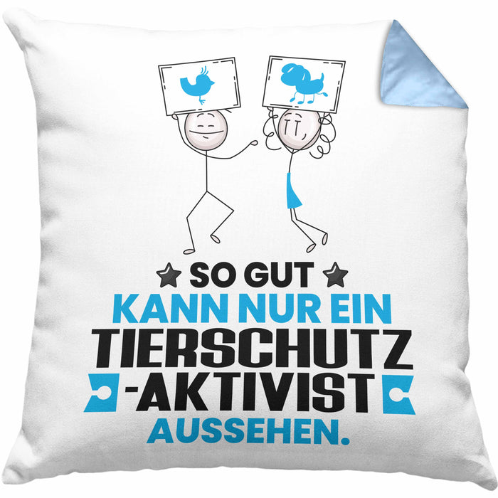 Tierschutzaktivist Geschenk Kissen mit Füllung 40x40 So Gut Kann Nur Ein Tierschutzaktivist Aussehen Geschenkidee (Grau) Blau Trendation