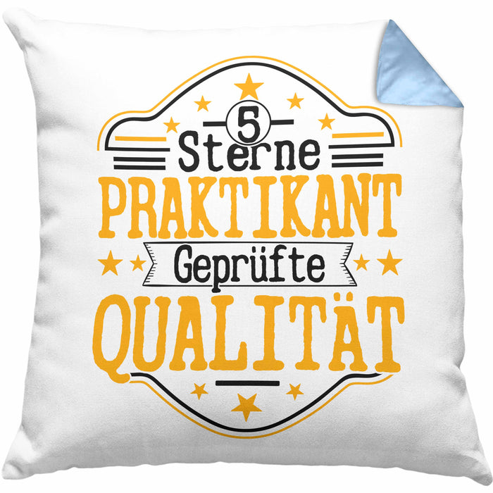 Praktikant Kissen mit Füllung 40x40 Geschenk Für Praktikanten Geschenkidee Geprüfte Qualität (Grau) Blau Trendation