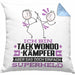 Taekwondo-Kämpfer Geschenk Kissen mit Füllung 40x40 Ich Bin Taekwondo-Kämpfer Aber Sag Doch Einfach Superheld Lustige Geschenkdiee für Taekwondo-Kämpfer (Grau) Blau Trendation