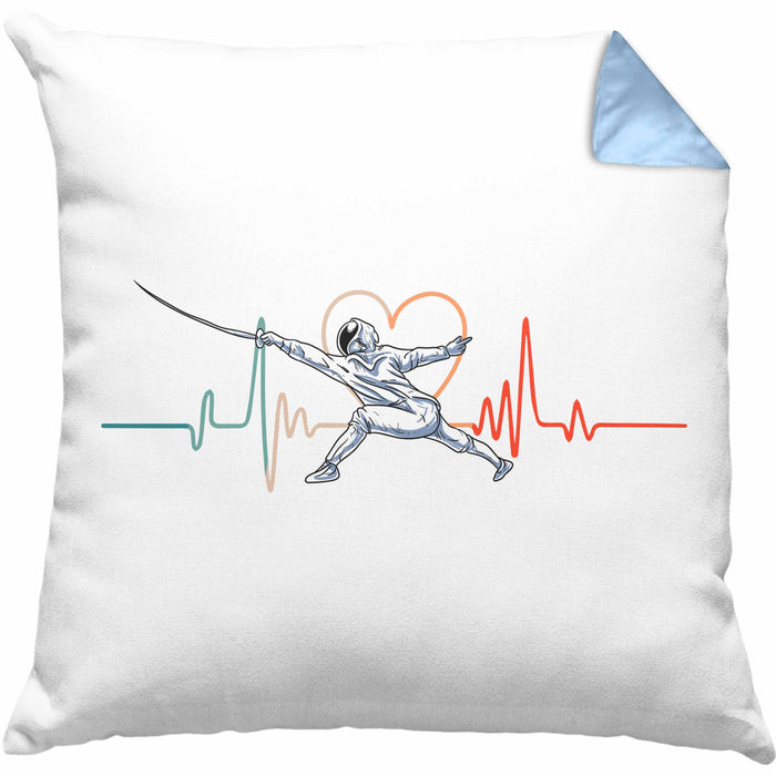 Lustige Fechten-Kissen mit Füllung 40x40 Geschenk für Fechter Herzschlag (Grau) Blau Trendation