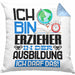 Erzieher Ausbildung Kissen mit Füllung 40x40 Geschenk Ich Bin Erzieher In Der Ausbildung Ich Darf Das Geschenkidee Spruch (Grau) Blau Trendation