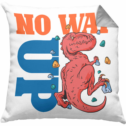 Bouldern Kissen mit Füllung 40x40 für Kletterfans mit Dino-T-Rex Grafik "No Way Up" (Grau) Grau Trendation