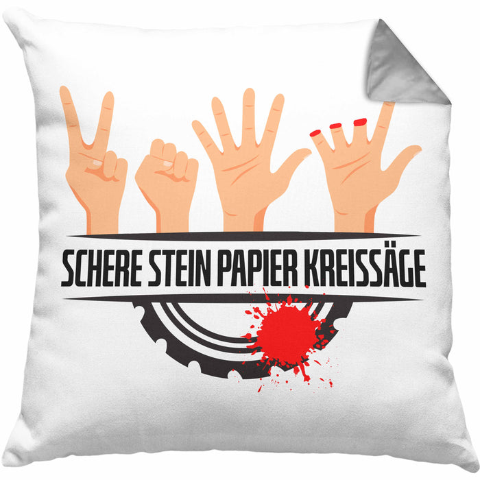 Schere Kreissäge Kissen mit Füllung 40x40 Geschenk Holzarbeiter Geschenkidee Schreiner (Grau) Grau Trendation