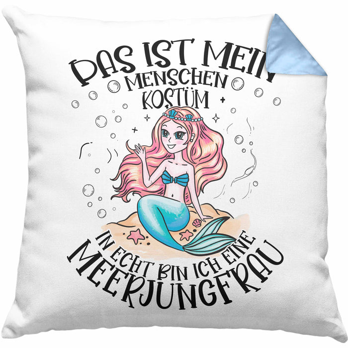 Meerjungfrau Geschenk Kissen mit Füllung 40x40 Mädchen Das Ist Mein Menschen Kostüm In Echt Bin Ich Eine Meerjungfrau Nixe Geschenkidee Mädels (Grau) Blau Trendation