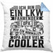 LKW Opa Kissen mit Füllung 40x40 Geschenk Ich Bin Ein LKW Fahrender Opa Wie Ein Normaler Opa Nur Viel Cooler Vatertag (Grau) Blau Trendation