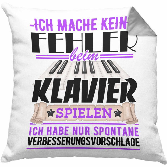 Klavier-Spieler Kissen mit Füllung 40x40 Geschenk Piano Ich Mache Keine Fehler (Grau) Grau Trendation