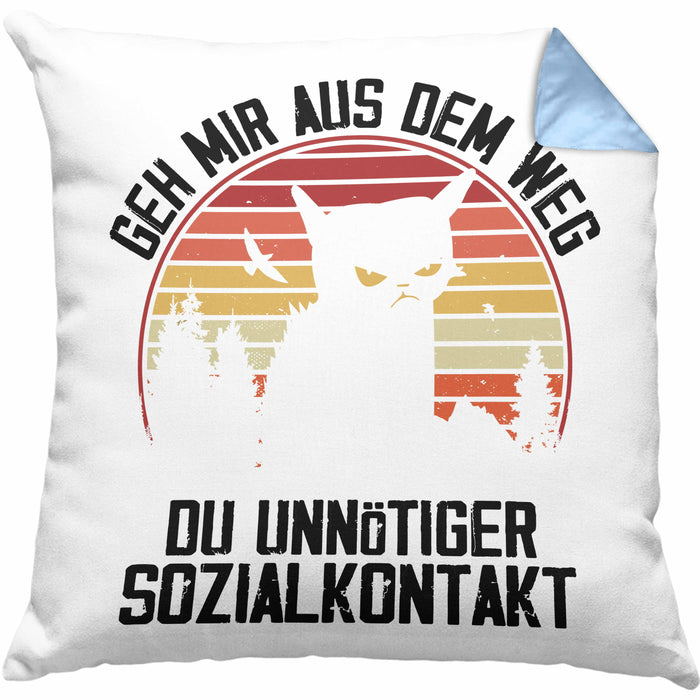 Lustige Kissen mit Füllung 40x40 Geschenk Geh Mir Aus Dem Weg DU Unnötiger Sozialkontakt Geschenkidee Frauen Sarkasmus Humor (Grau) Blau Trendation