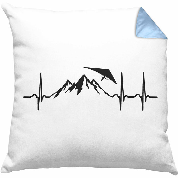 Geschenk für Drachenflieger Kissen mit Füllung 40x40 Herzschlag Hängegleiter Motiv (Grau) Blau Trendation