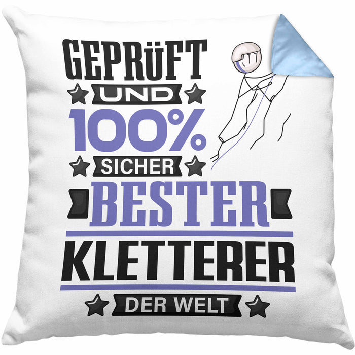 Kletterer Geschenk Lustiger Spruch für Kletterer Geschenkidee Bester Kletterer Der WeltKissen mit Füllung 40x40 (Grau) Blau Trendation